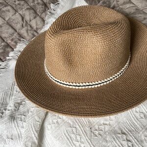 Goodfellow & Co Brown Straw Hat with Cream Band